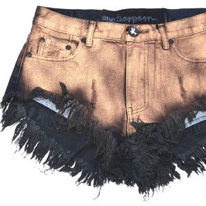 GoLD Metallic Paint Denim Jean RoLLERs FRAy SHORTS